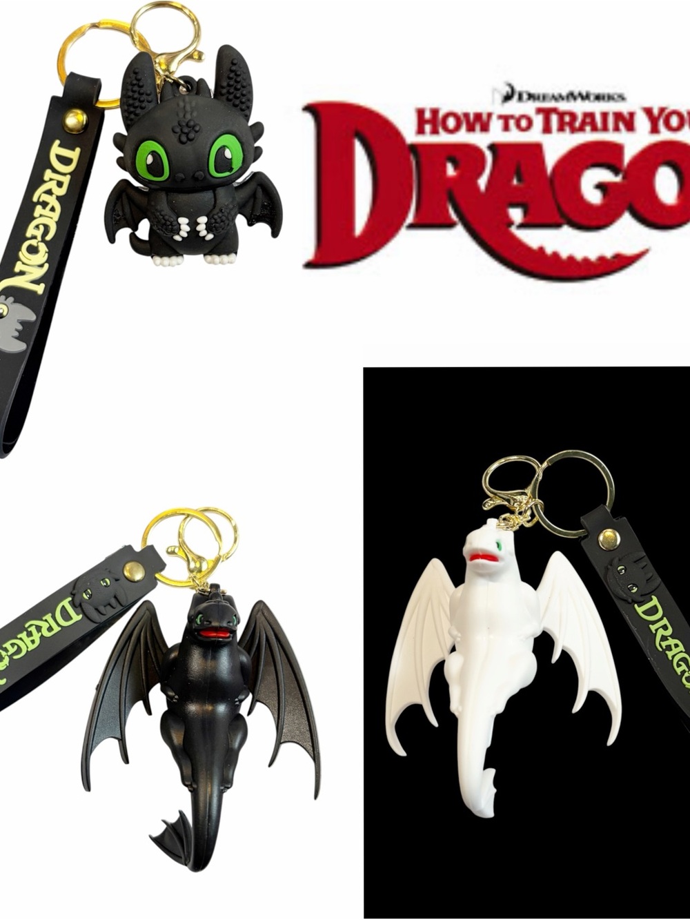 How To Train Your Dragon Silicone Keychain Bag Charm Set of Three Toothless